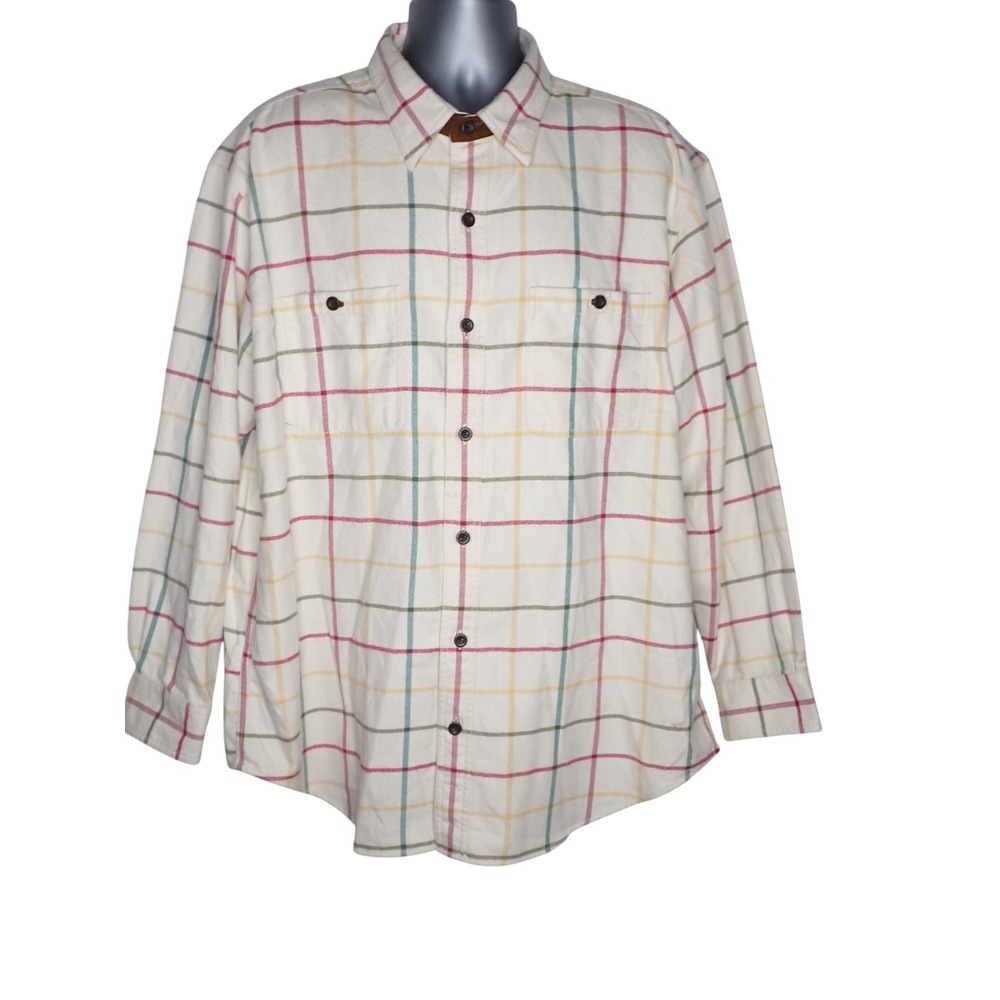 Orvis Mens Tattersall Plaid Flannel Button Down Shirt XL Outdoor Classic